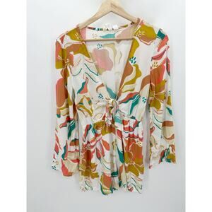 Roxy Here Women Floral Romper Size XS We Are White Boho Hippie Festival Retro